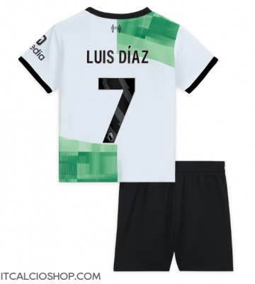 Liverpool Luis Diaz #7 Seconda Maglia Bambino 2023-24 Manica Corta (+ Pantaloni corti)